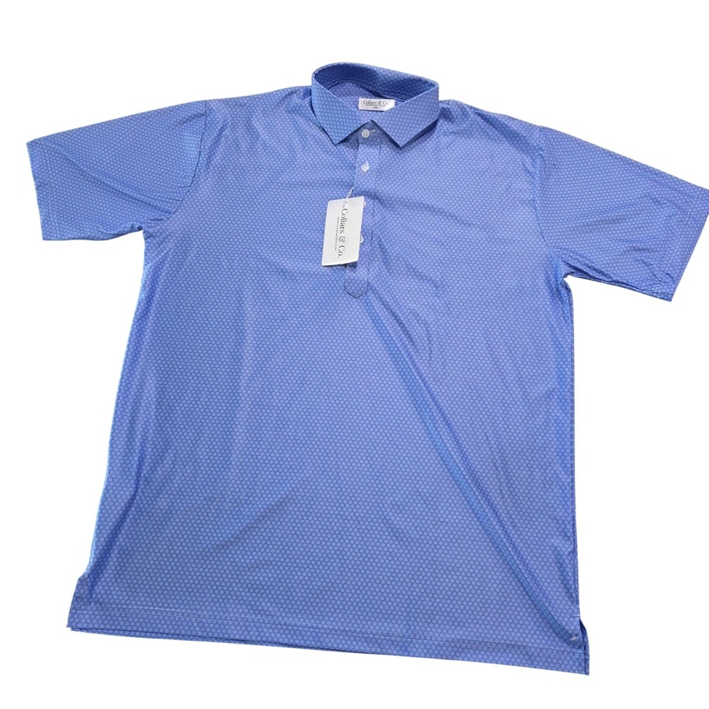 Collars & Co Mens Large Blue Purple Polo Featherweight Relaxed Dress Collar